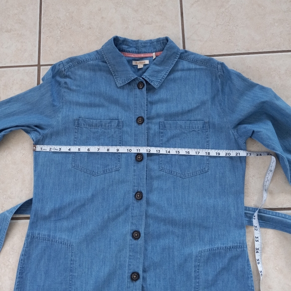 Barbour Tynemouth Denim Utility Shirt Midi Dress In Authentic Wash 10 - Picture 12 of 16